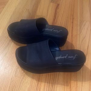 Black platform sandals worn once